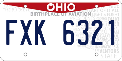 OH license plate FXK6321