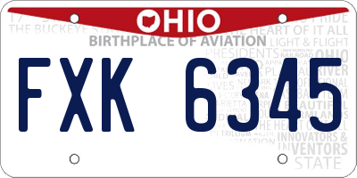 OH license plate FXK6345