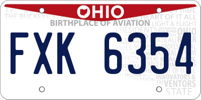 OH license plate FXK6354