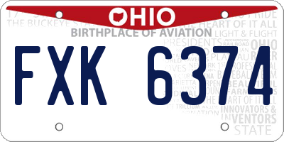 OH license plate FXK6374