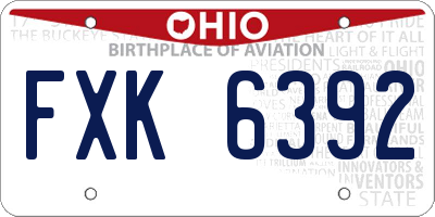 OH license plate FXK6392