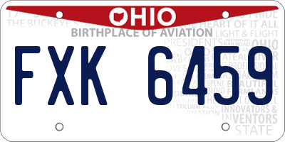 OH license plate FXK6459