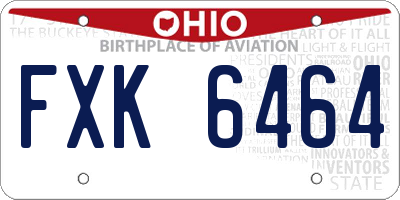 OH license plate FXK6464