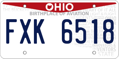 OH license plate FXK6518