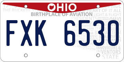 OH license plate FXK6530