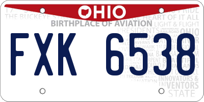 OH license plate FXK6538