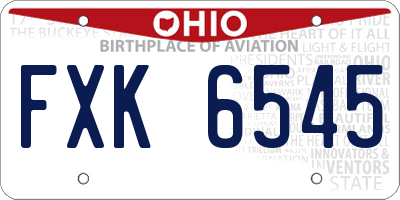 OH license plate FXK6545
