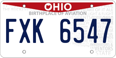 OH license plate FXK6547