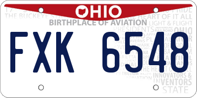 OH license plate FXK6548