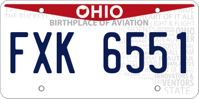 OH license plate FXK6551