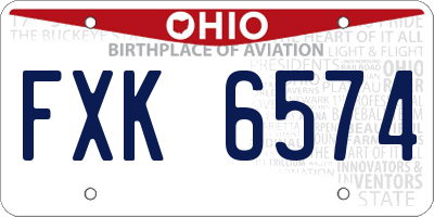 OH license plate FXK6574