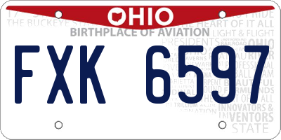 OH license plate FXK6597