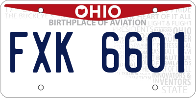 OH license plate FXK6601
