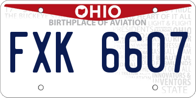 OH license plate FXK6607