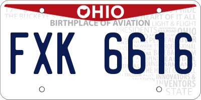 OH license plate FXK6616