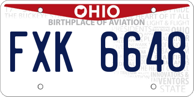 OH license plate FXK6648