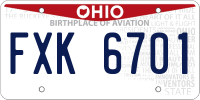 OH license plate FXK6701
