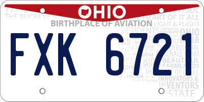 OH license plate FXK6721