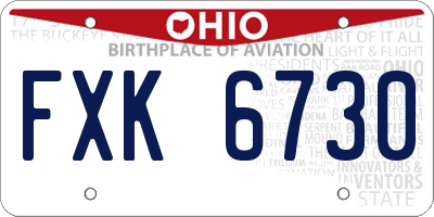 OH license plate FXK6730