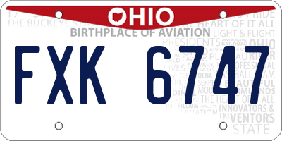OH license plate FXK6747