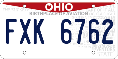 OH license plate FXK6762