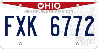 OH license plate FXK6772