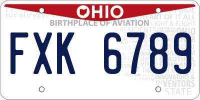 OH license plate FXK6789