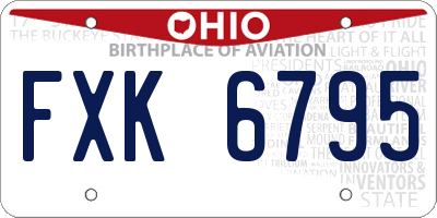OH license plate FXK6795