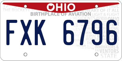 OH license plate FXK6796