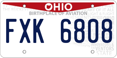 OH license plate FXK6808