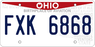 OH license plate FXK6868