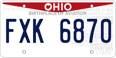 OH license plate FXK6870