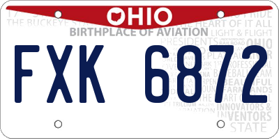OH license plate FXK6872