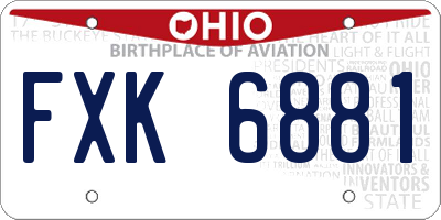 OH license plate FXK6881