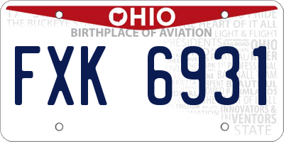 OH license plate FXK6931