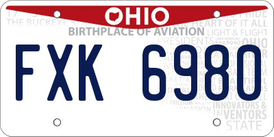 OH license plate FXK6980