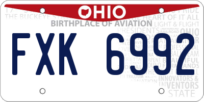 OH license plate FXK6992