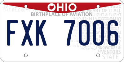 OH license plate FXK7006