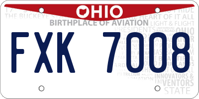 OH license plate FXK7008