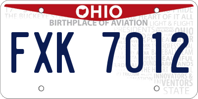 OH license plate FXK7012