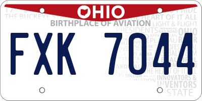 OH license plate FXK7044