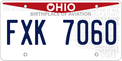 OH license plate FXK7060