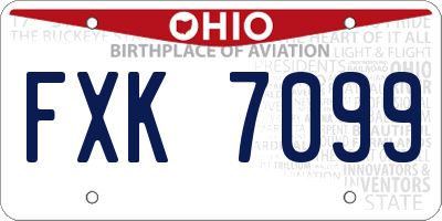OH license plate FXK7099