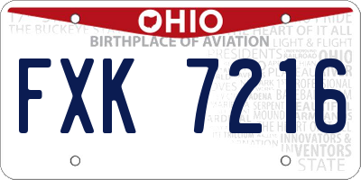 OH license plate FXK7216