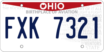 OH license plate FXK7321