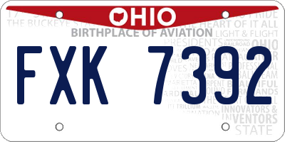 OH license plate FXK7392