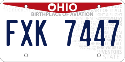 OH license plate FXK7447