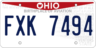 OH license plate FXK7494