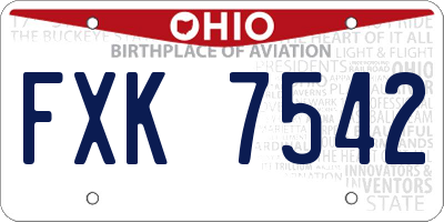 OH license plate FXK7542