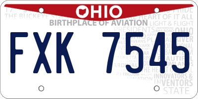 OH license plate FXK7545